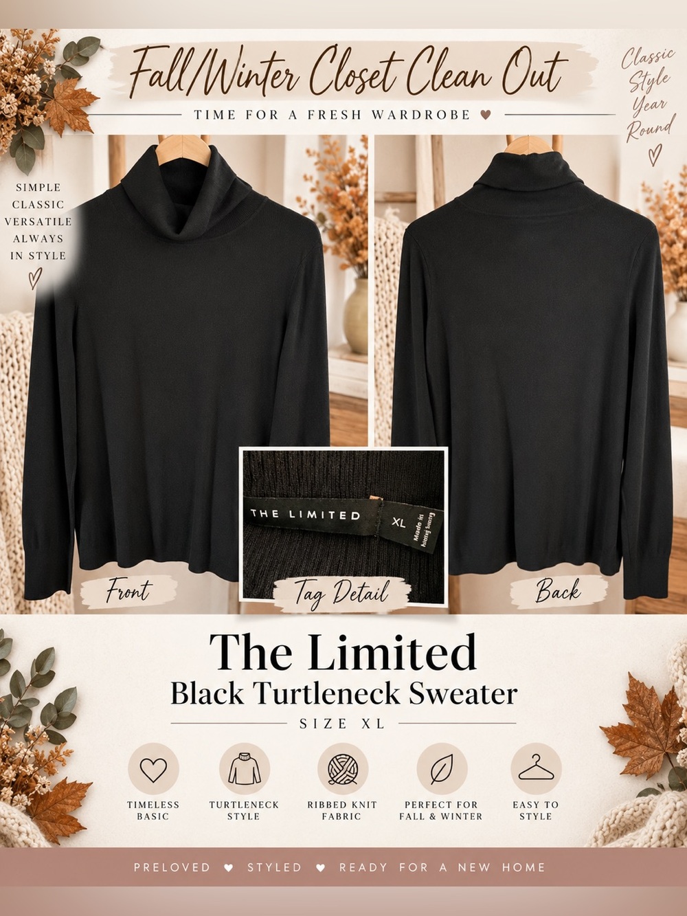 The Limited Black Turtleneck Sweater